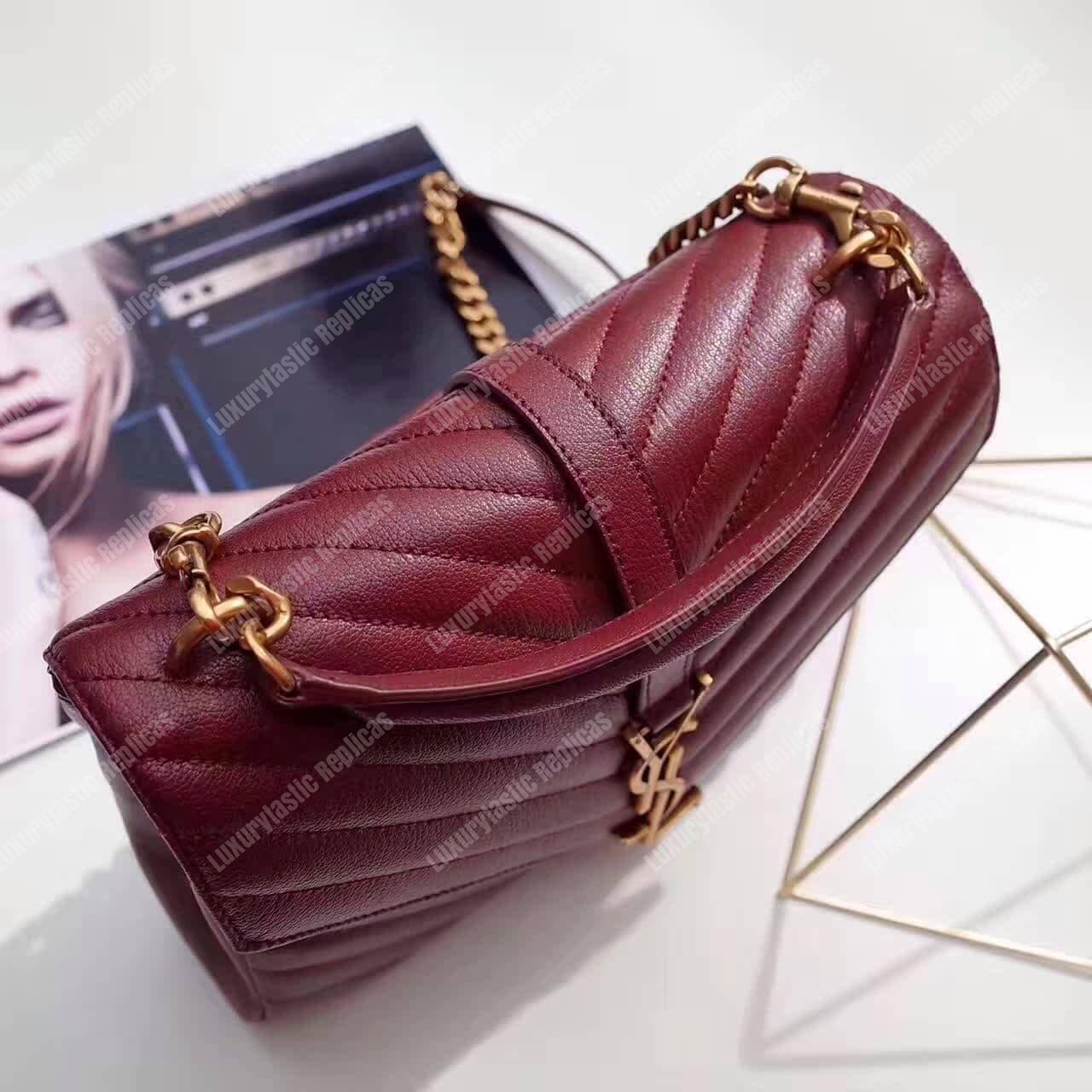 Saint Laurent Classic Medium College Monogram Dark Red Gold-Toned