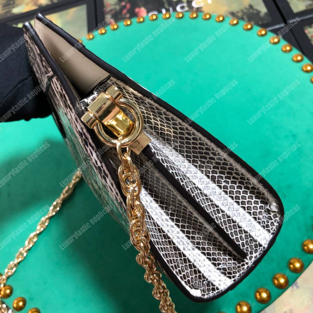 G*u*i ophidia small snakeskin shoulder bag grey