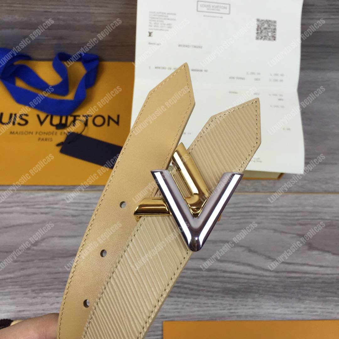 LV Twist 30MM Epi Leather Belt Jaune Pale