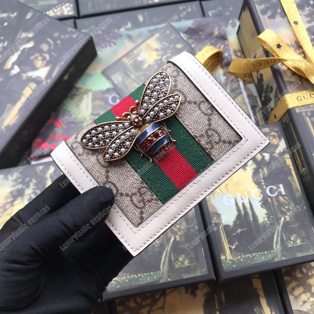G*u*i queen margaret gg sup*e card case wallet white