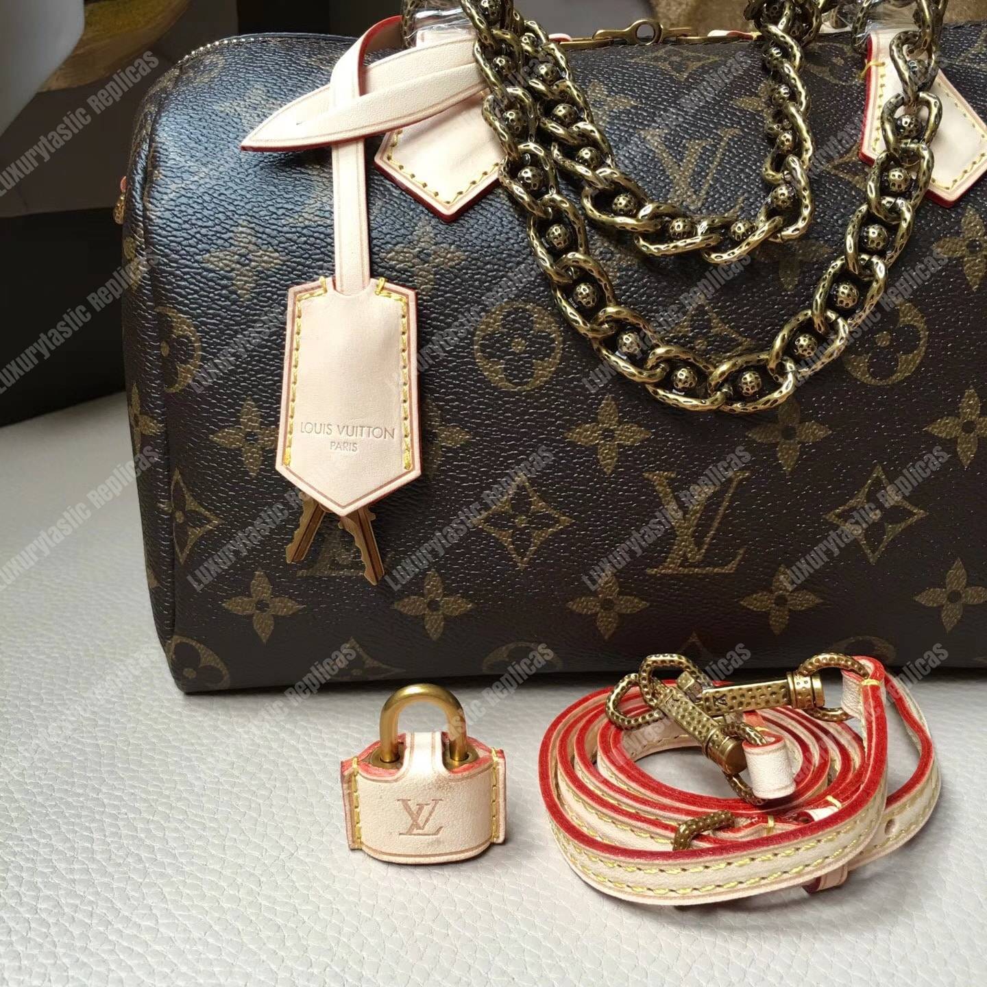 LV Speedy 25 Chain Tote Bag Monogram Canvas