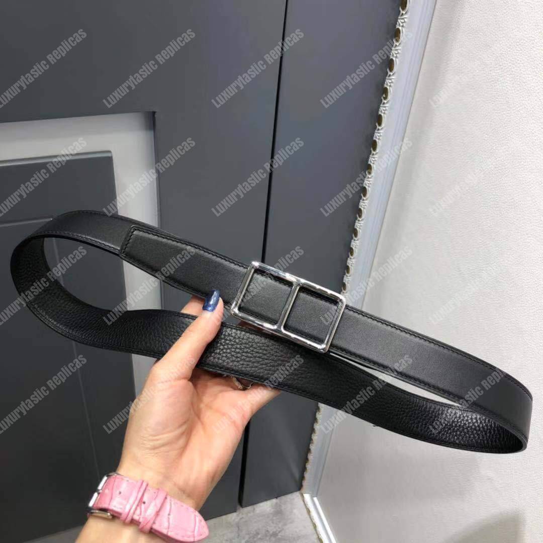 H**mes officier belt buckle reversible leather strap black