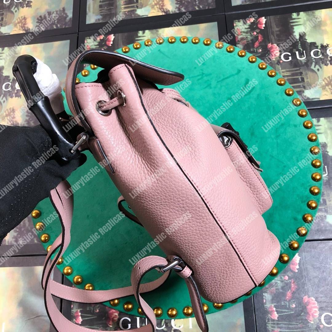 G*u*i leather bamboo tassel mini backpack magnolia