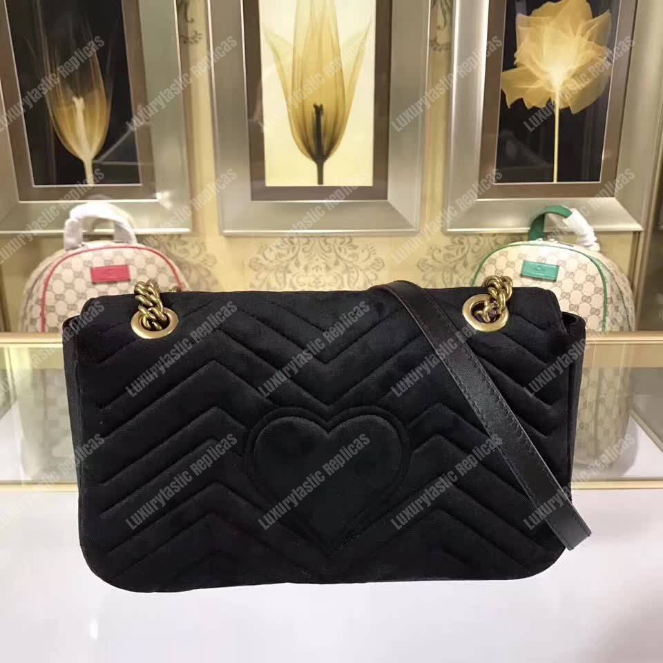 G*u*i gg marmont velvet shoulder bag black