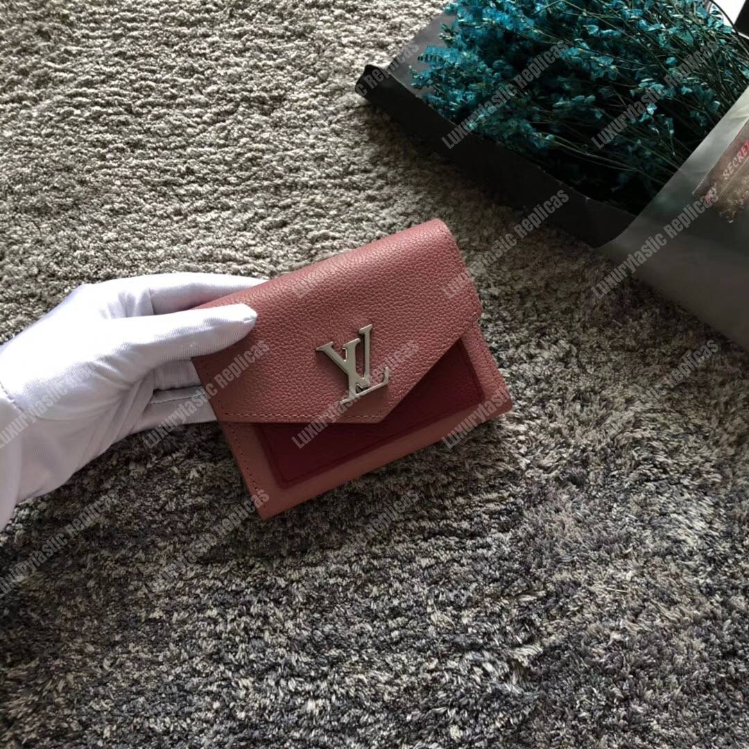 LV MyLockMe Compact Wallet Rose Boudoir Lie de Vin