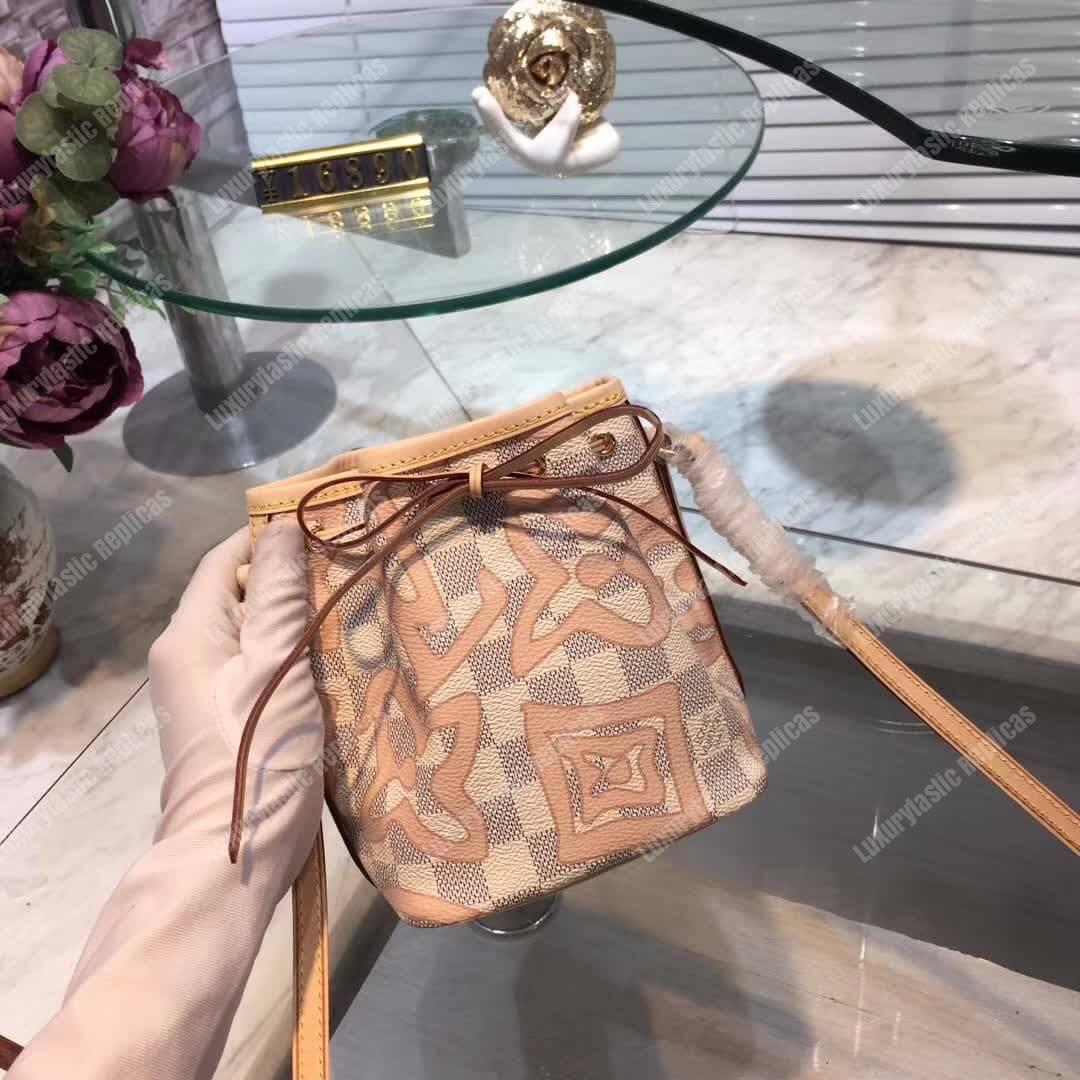 LV Nano Noe Shoulder Bag Damier Azur Canvas