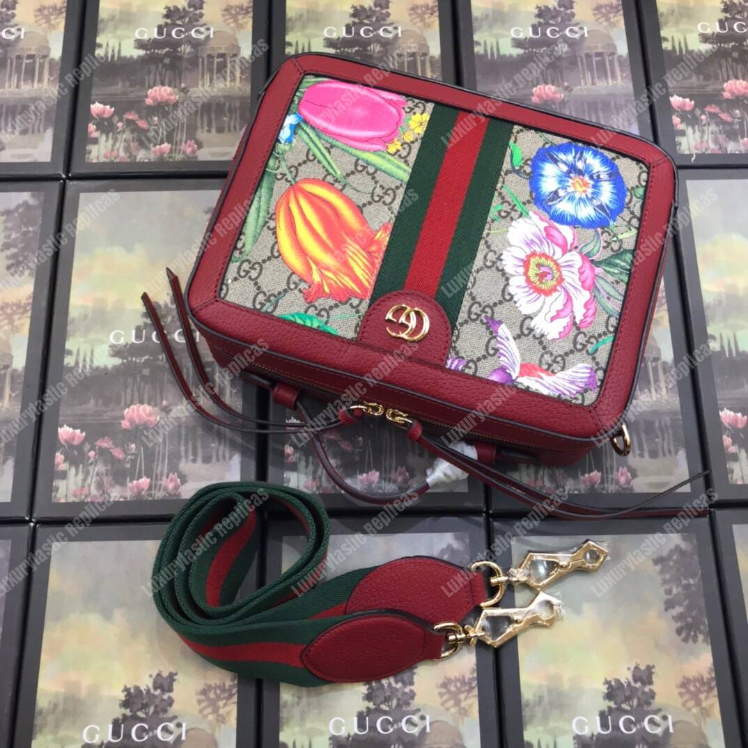 G*u*i ophidia gg flora small shoulder bag red