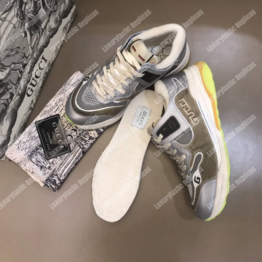 G*u*i ultrapace sneaker silver metallic leather