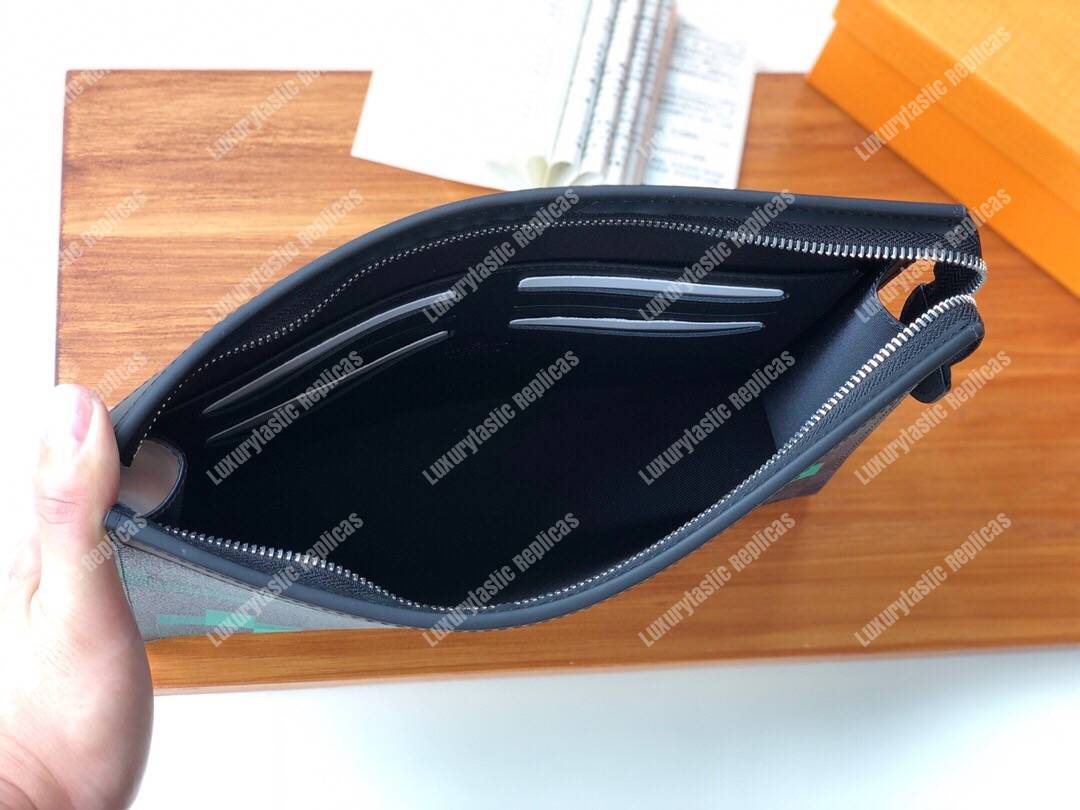 LV Pochette Voyage MM Pixel Monogram Green