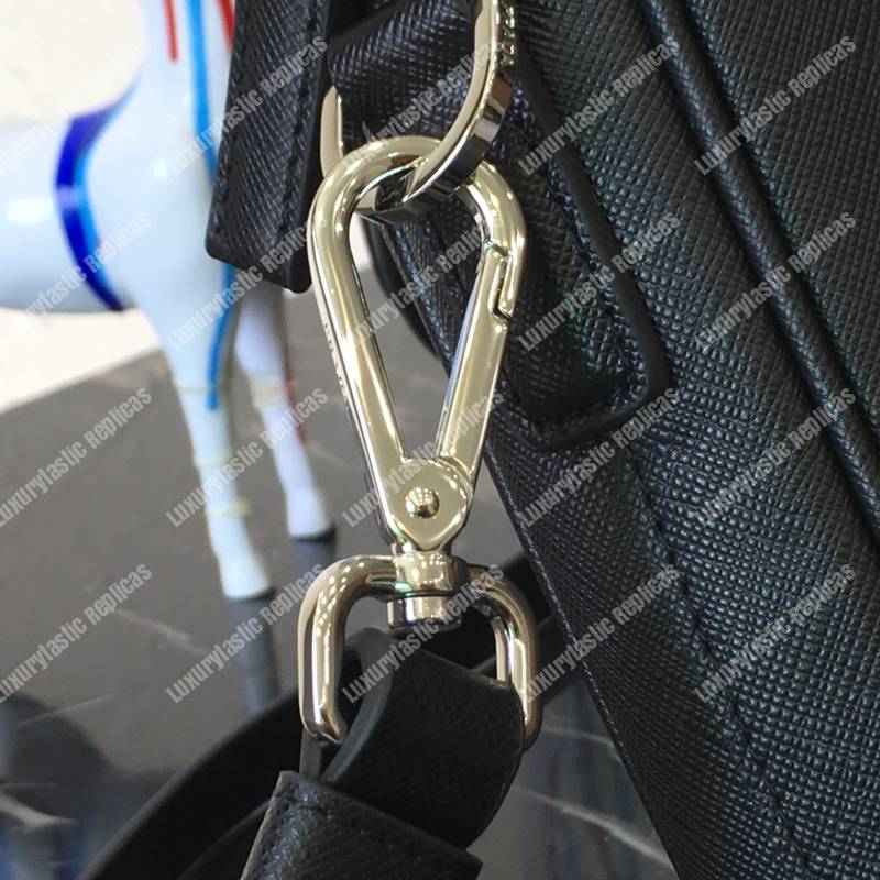 Pra*a saffiano leather work bag green