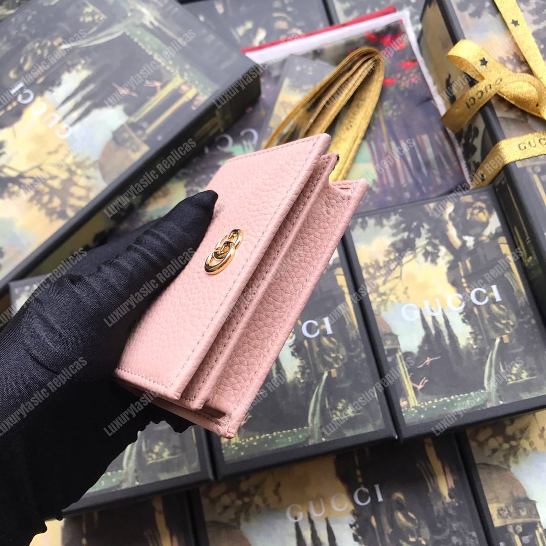 G*u*i leather card case wallet light pink