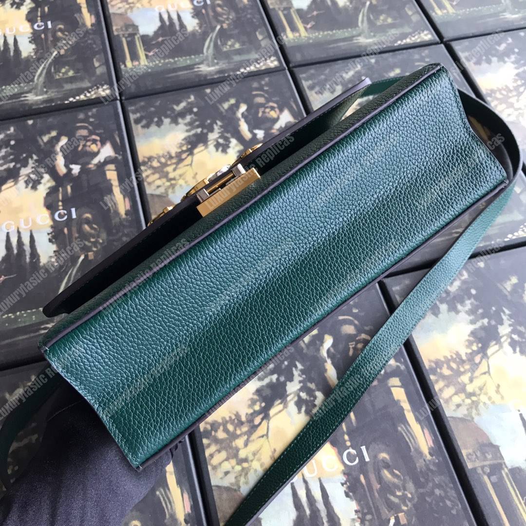 G*u*i zumi grainy leather small shoulder bag dark green