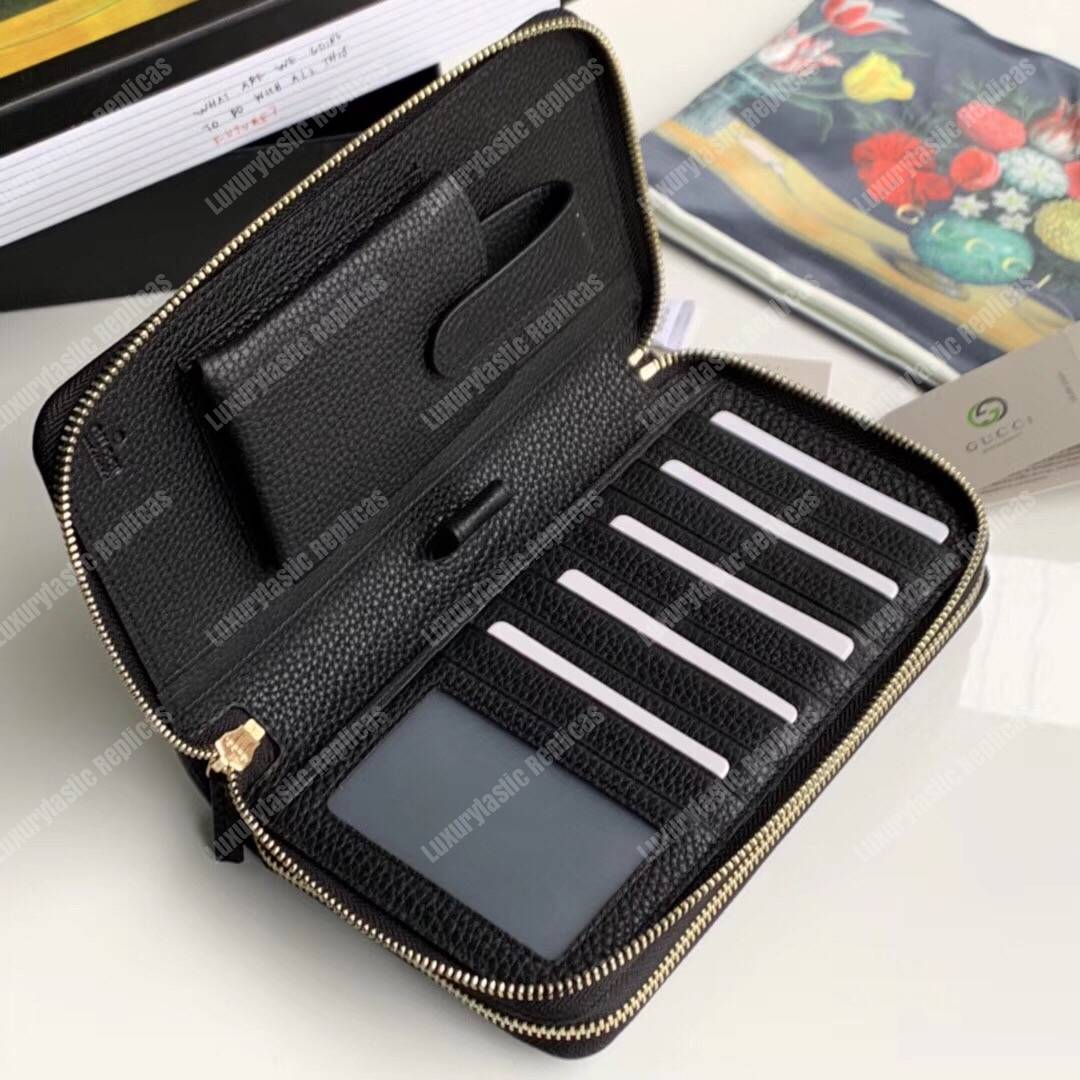 G*u*i pebbled calfskin soho travel document case black