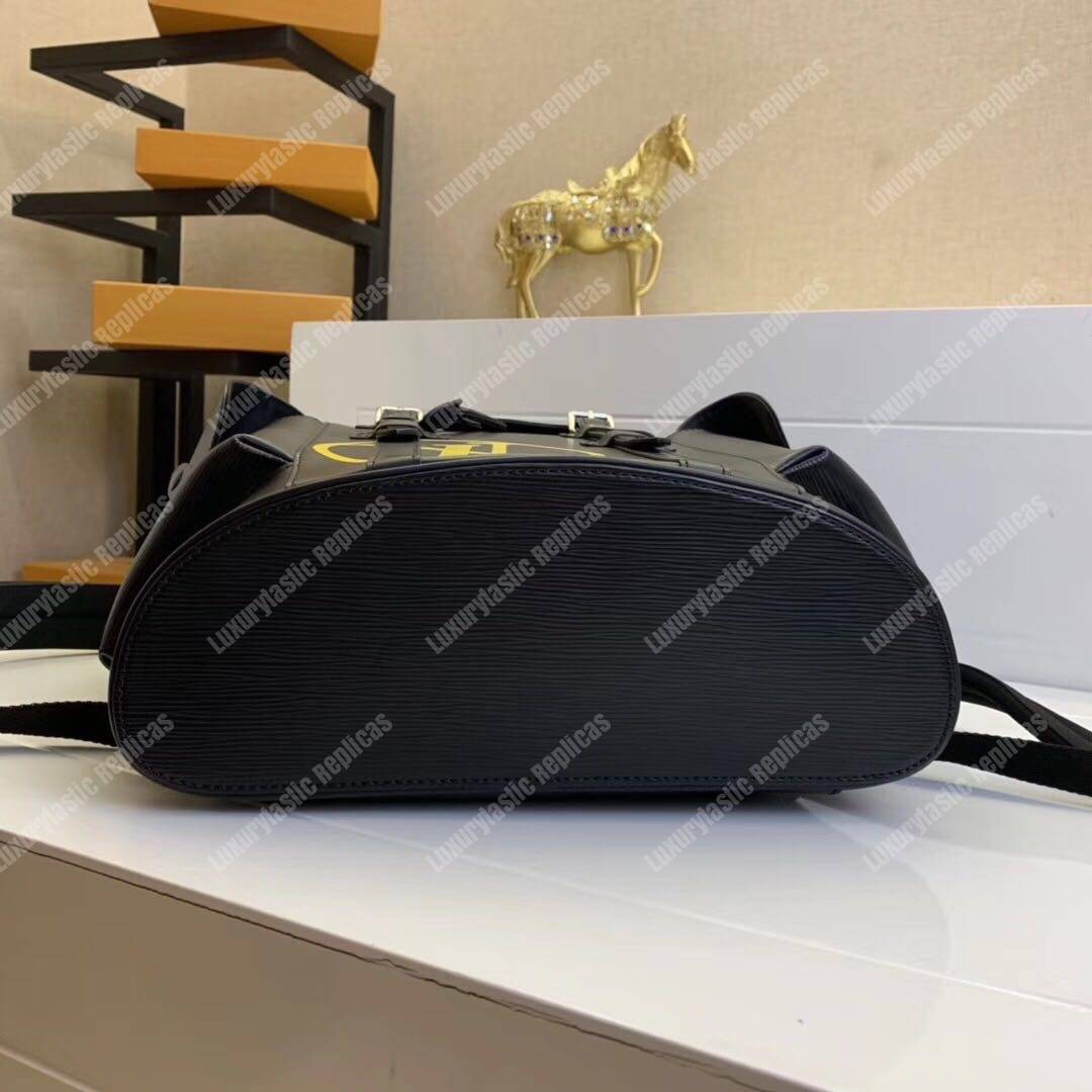 LV Christopher Backpack PM Epi Leather Acid Green Initials