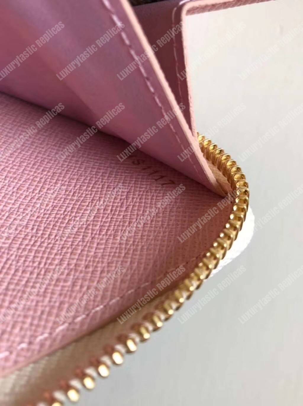 LV Clemence Wallet Damier Azur Canvas Rose Ballerine