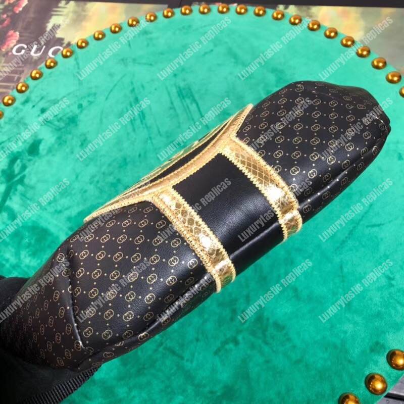 G*u*i G*u*i-dapper dan belt bag black with gold pattern