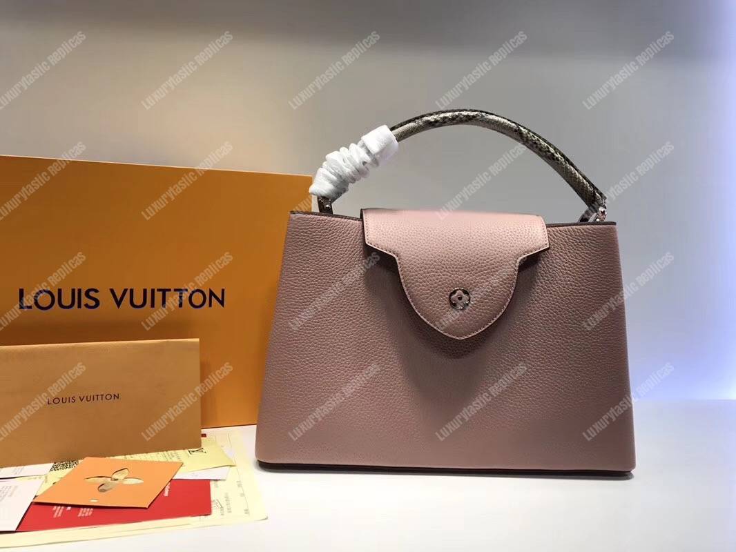 LV Capucines MM Taurillon And Python Leather Magnolia