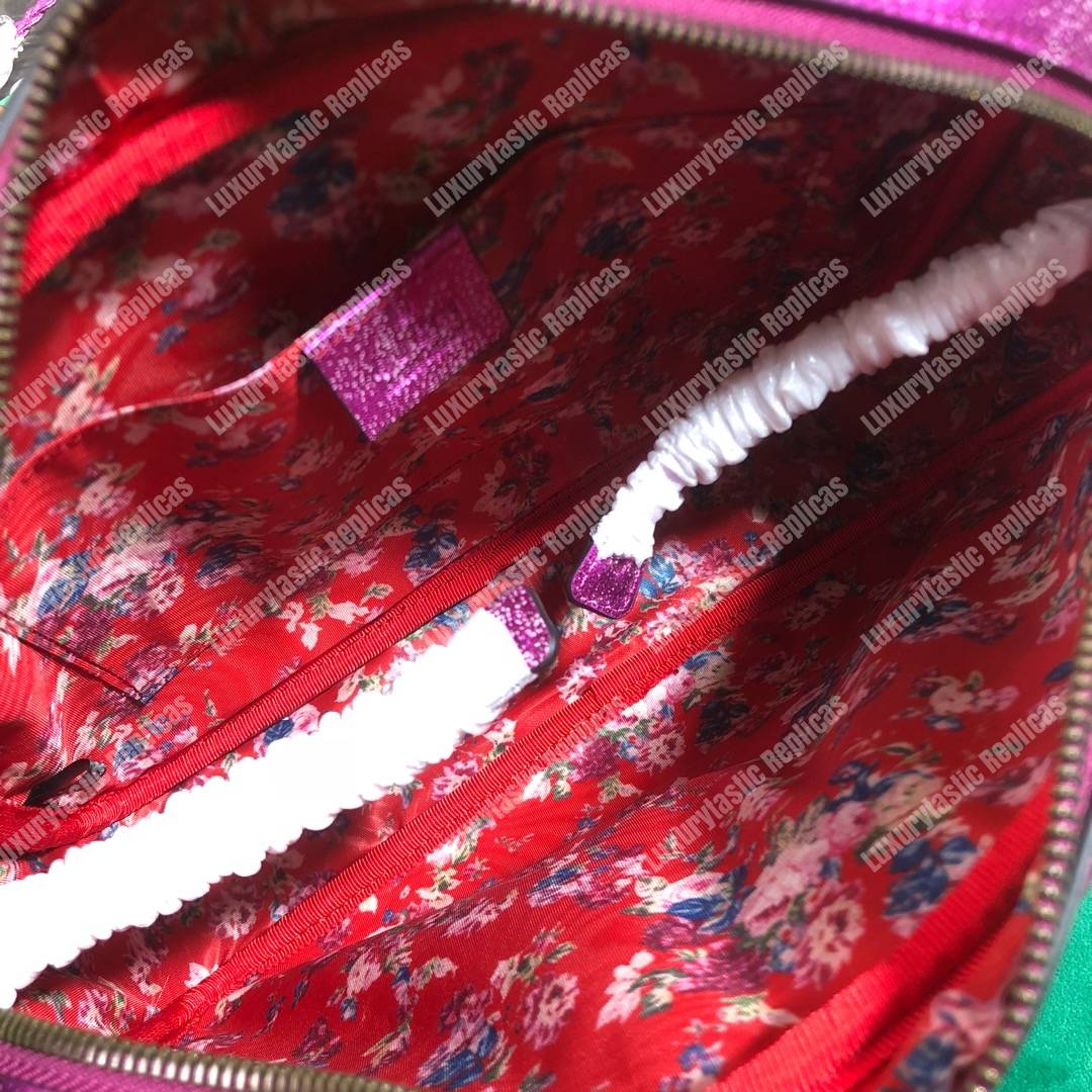 G*u*i laminated leather small shoulder bag purple