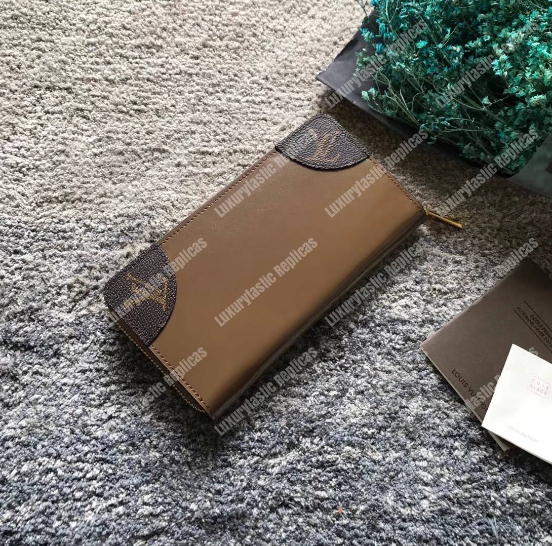 LV Zippy Wallet Patent Leather Brown