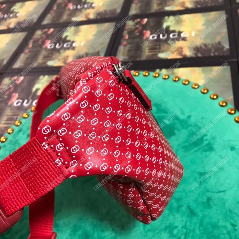 G*u*i G*u*i-dapper dan belt bag hibiscus red with white gg pattern