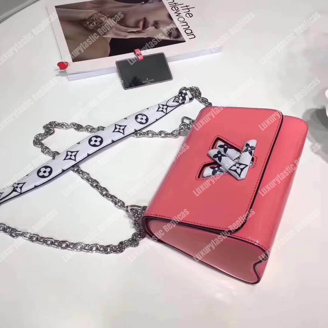 LV Twist PM Monogram Vernis Leather Rose Poudre