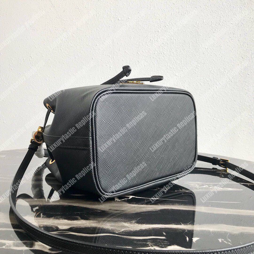 Pra*a saffiano leather bucket bag black