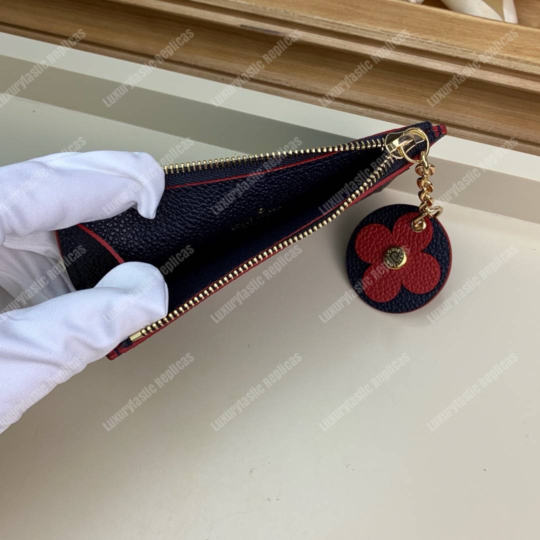 LV Zipped Card Holder Monogram Navy Red
