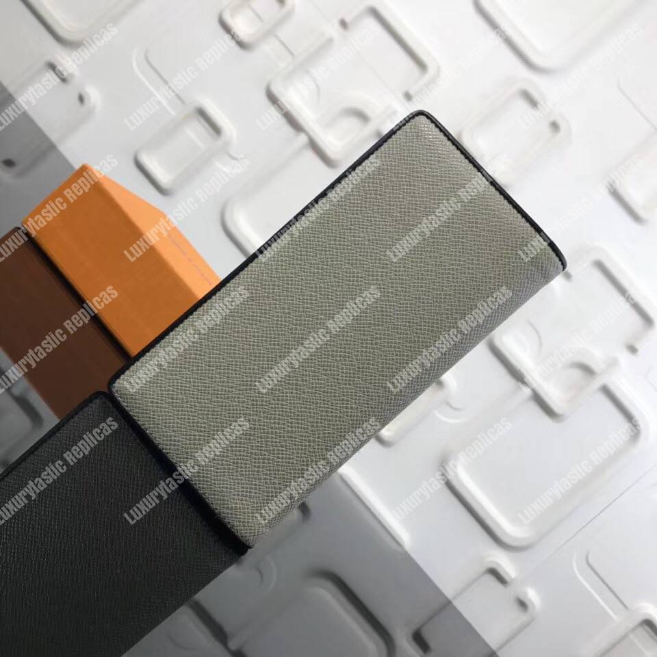 LV Brazza Wallet Taiga Leather Silver