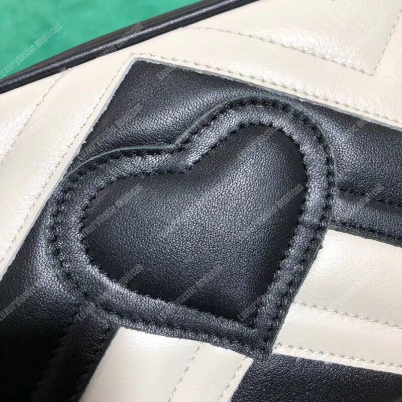 G*u*i gg marmont matelassé mini bag black and white