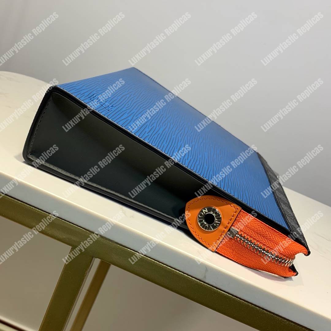 LV Pochette Voyage MM Damier Graphite coated Epi Leather Blue