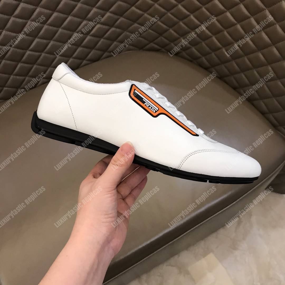 Pra*a nappa leather sneakers white/orange