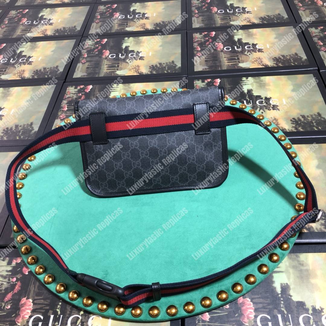 G*u*i gg sup*e black flap belt bag