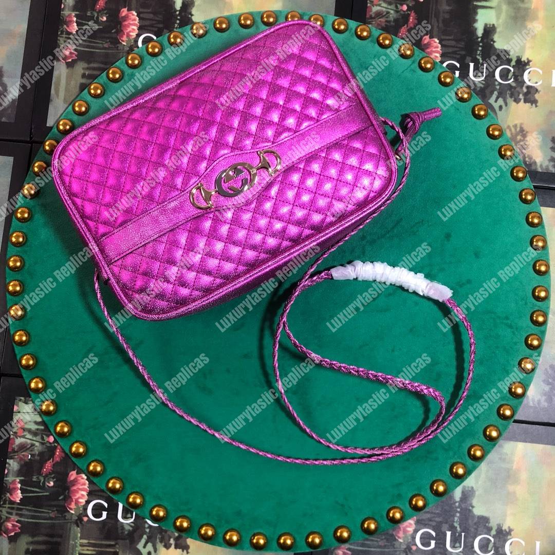 G*u*i laminated leather small shoulder bag purple