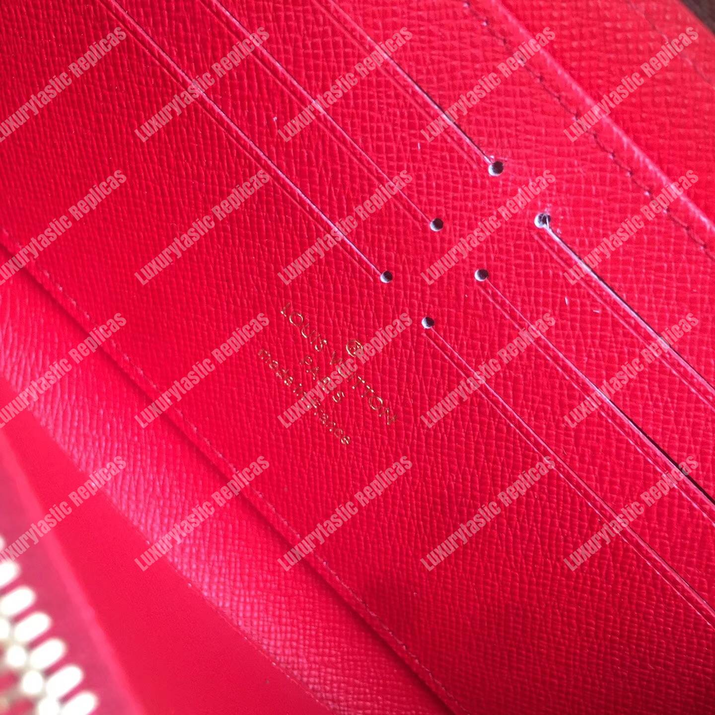 LV Zippy Wallet Damier Ebene Gold Studs