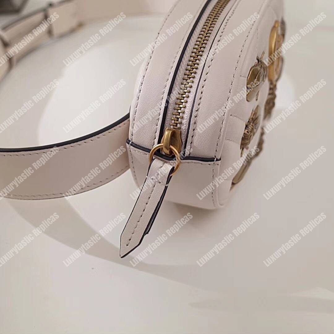 G*u*i gg marmont animal stud matelassé belt bag white