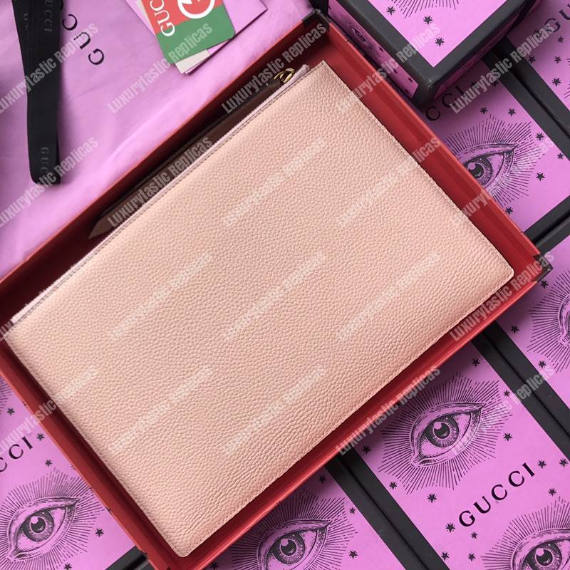 G*u*i leather pouch with butterfly pink