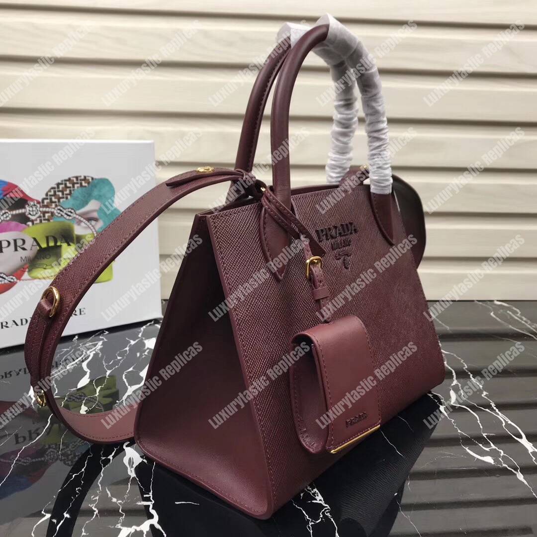 Pra*a monochrome saffiano leather bag brown