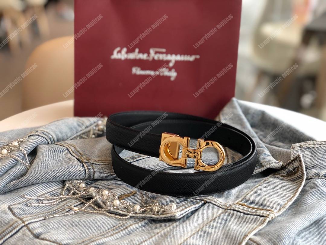 Salvatore Ferragamo Adjustable Gancini Belt Black