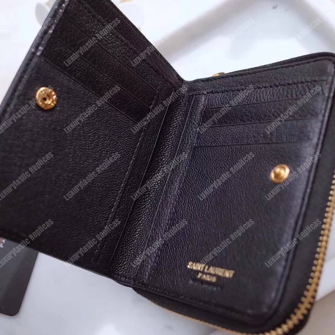 Saint Laurent Compact Zip Around Wallet Black
