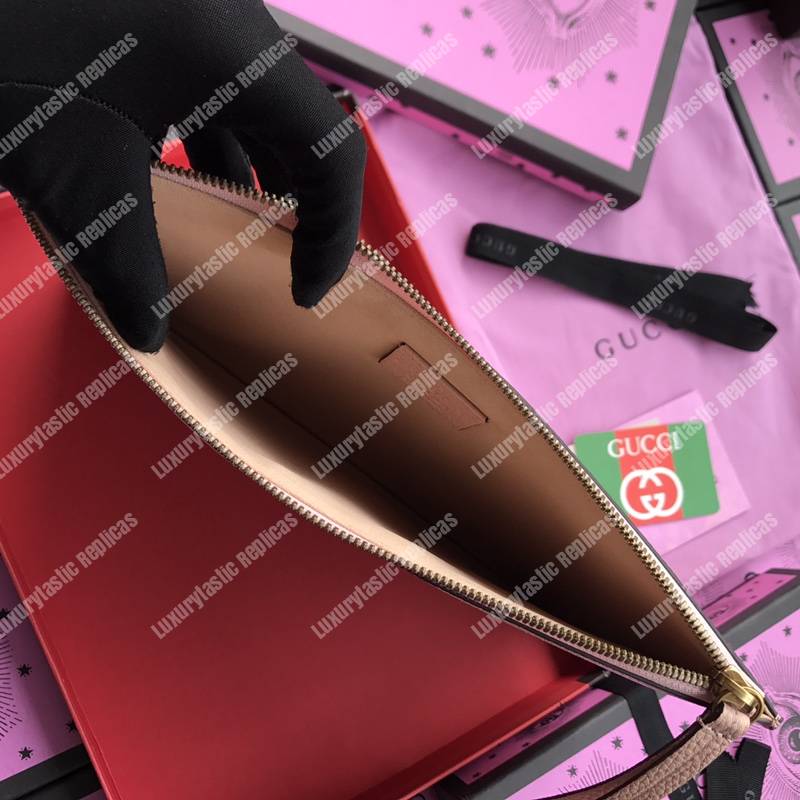 G*u*i leather pouch with butterfly pink