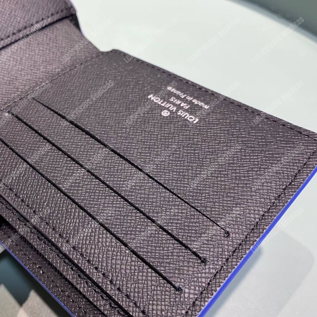 LV Multiple Wallet Taiga Leather Blue Trim