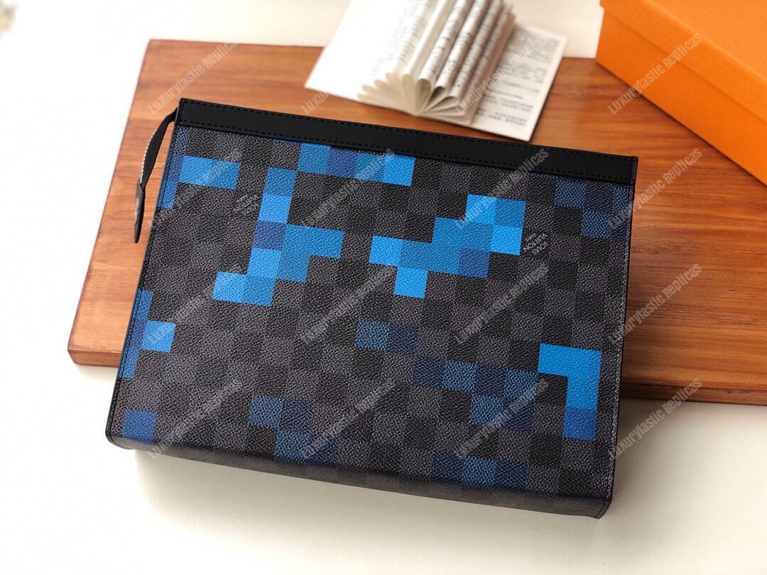 LV Pochette Voyage MM Pixel Monogram Blue