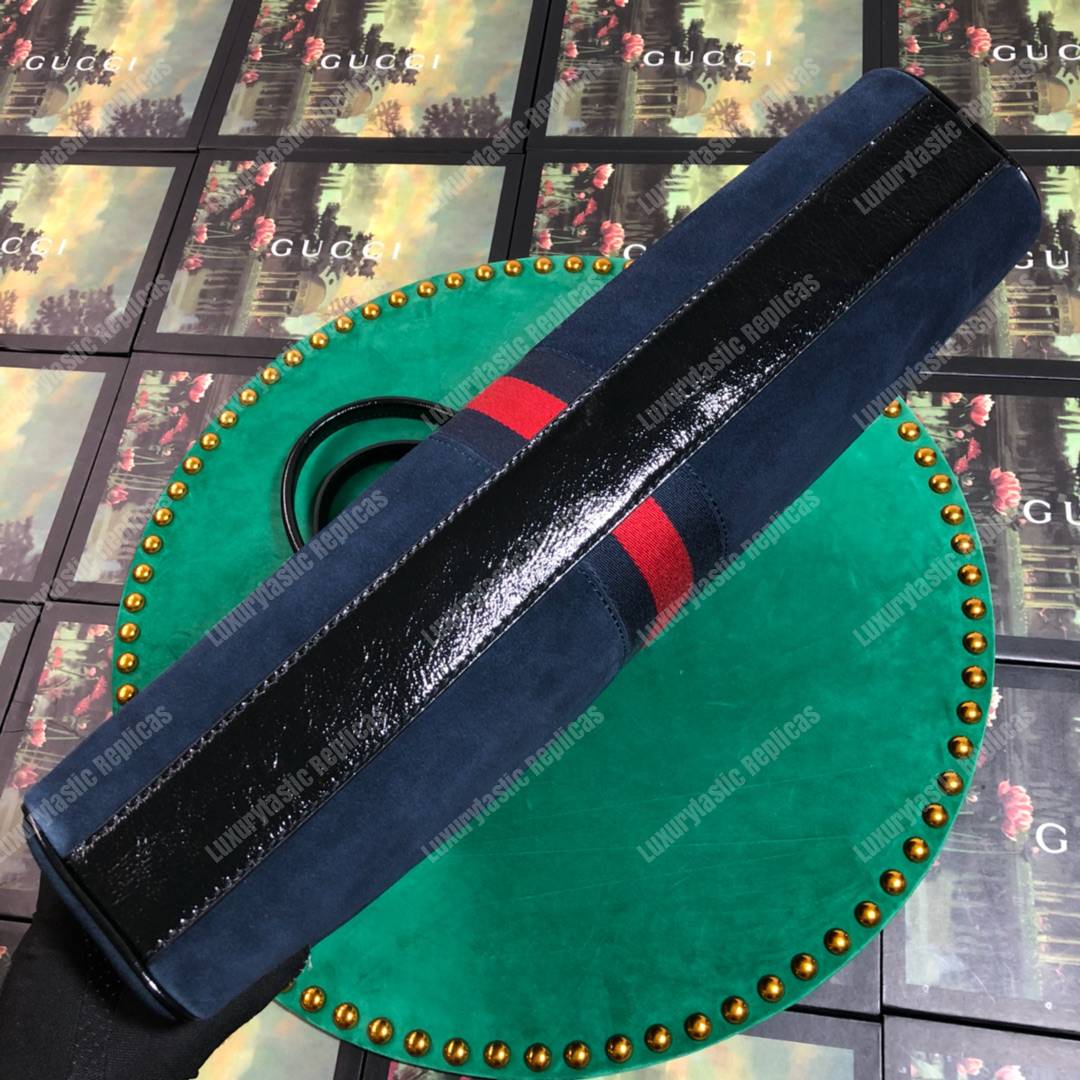 G*u*i re(belle) large top handle tote suede blue