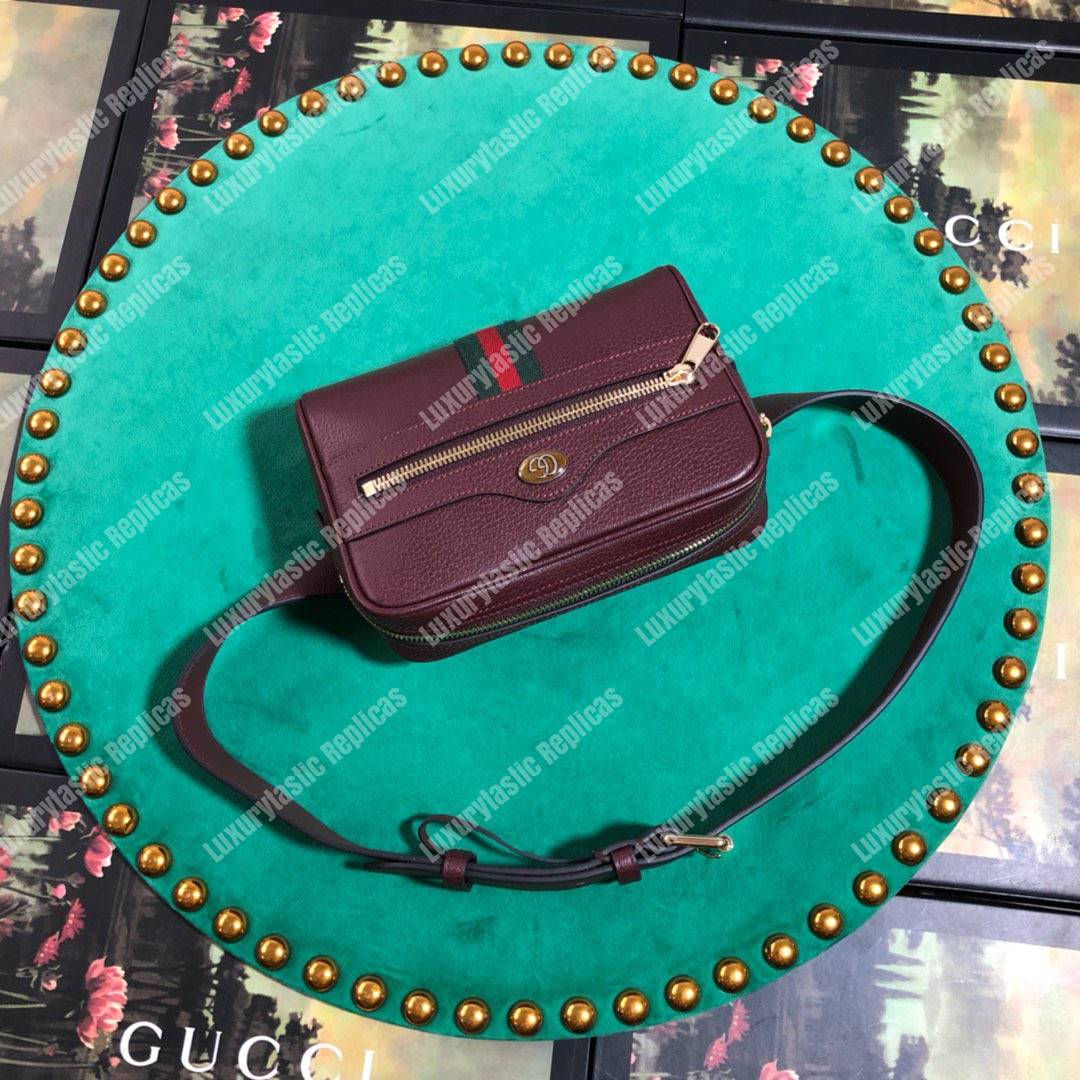 G*u*i ophidia burgundy leather small belt bag