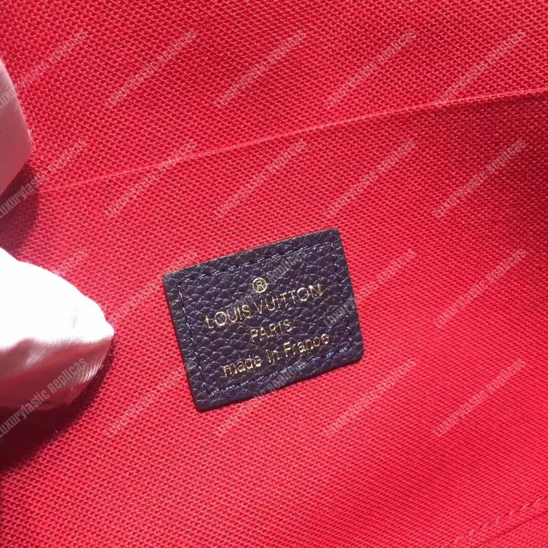 LV Pochette Felicie Bag Monogram Leather Marine Rouge