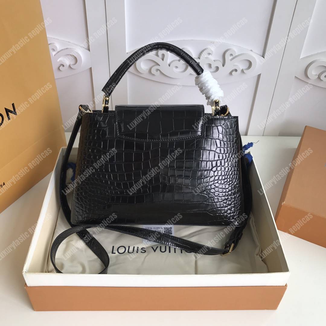LV Capuccines PM Crocodilien Mat Noir