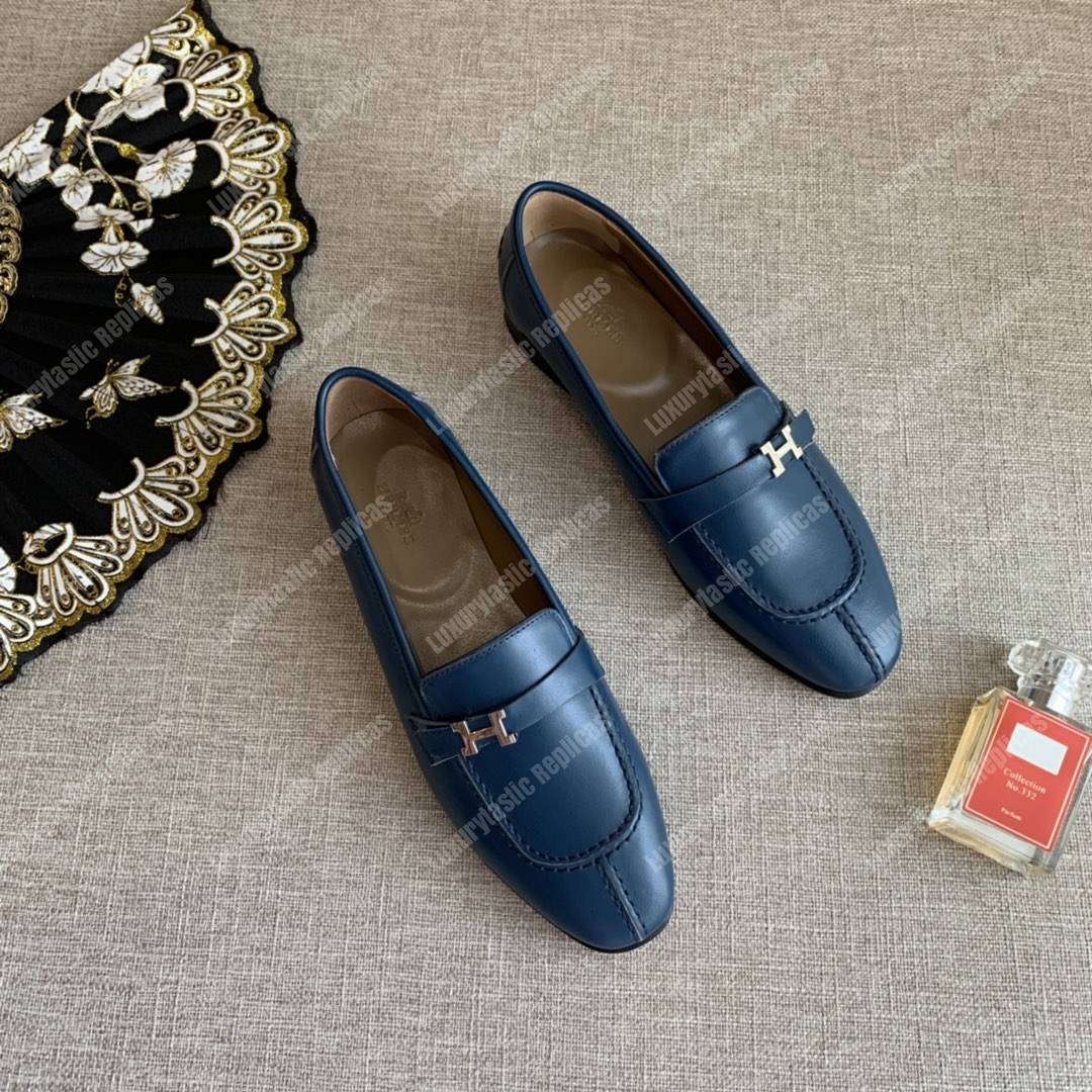H**mes h buckle loafer bleu maritime