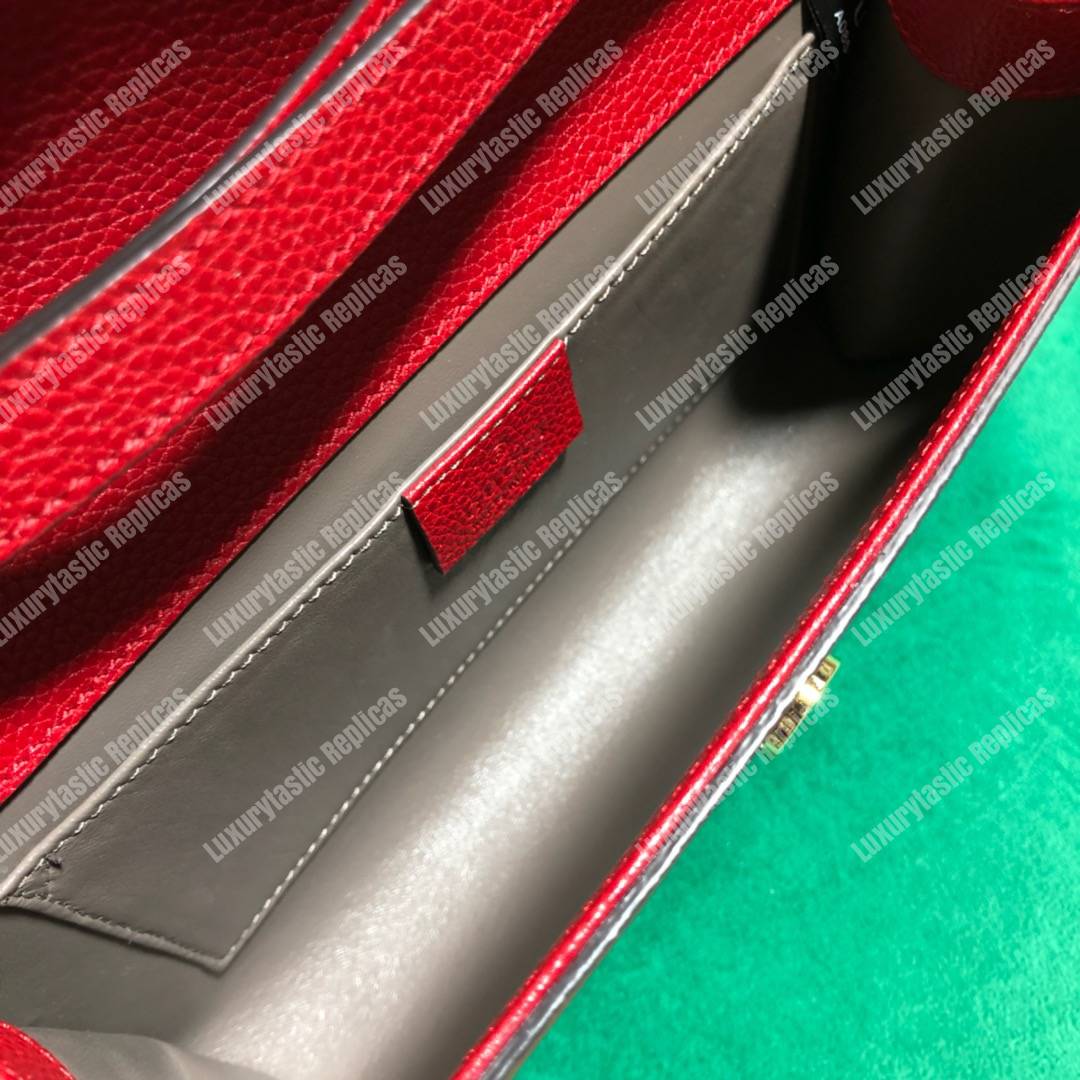 G*u*i zumi hibiscus red smooth leather small shoulder bag