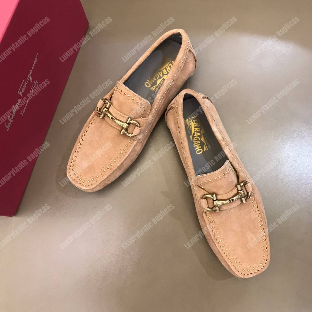 Salvatore Ferragamo Gancini Driving Shoe Baige