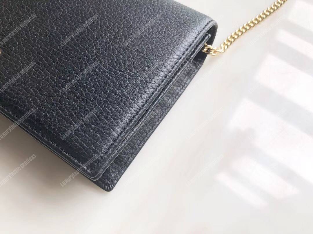 G*u*i gg marmont leather mini chain flap bag black